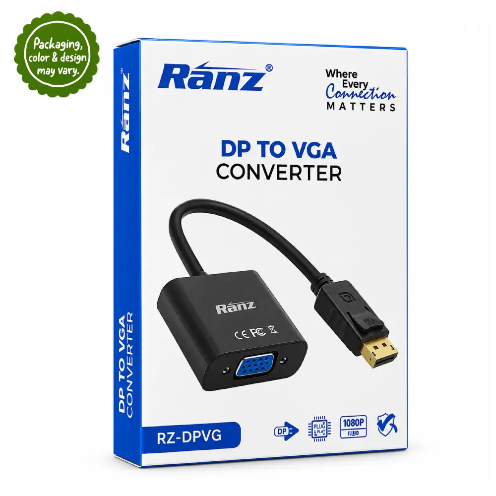 Ranz Display Port To VGA Converter (Male To Female) (DP to VGA)